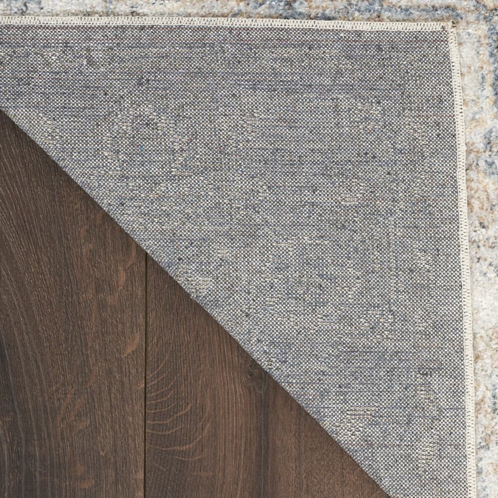 9" X 12" Light Blue Oriental Power Loom Distressed Area Rug