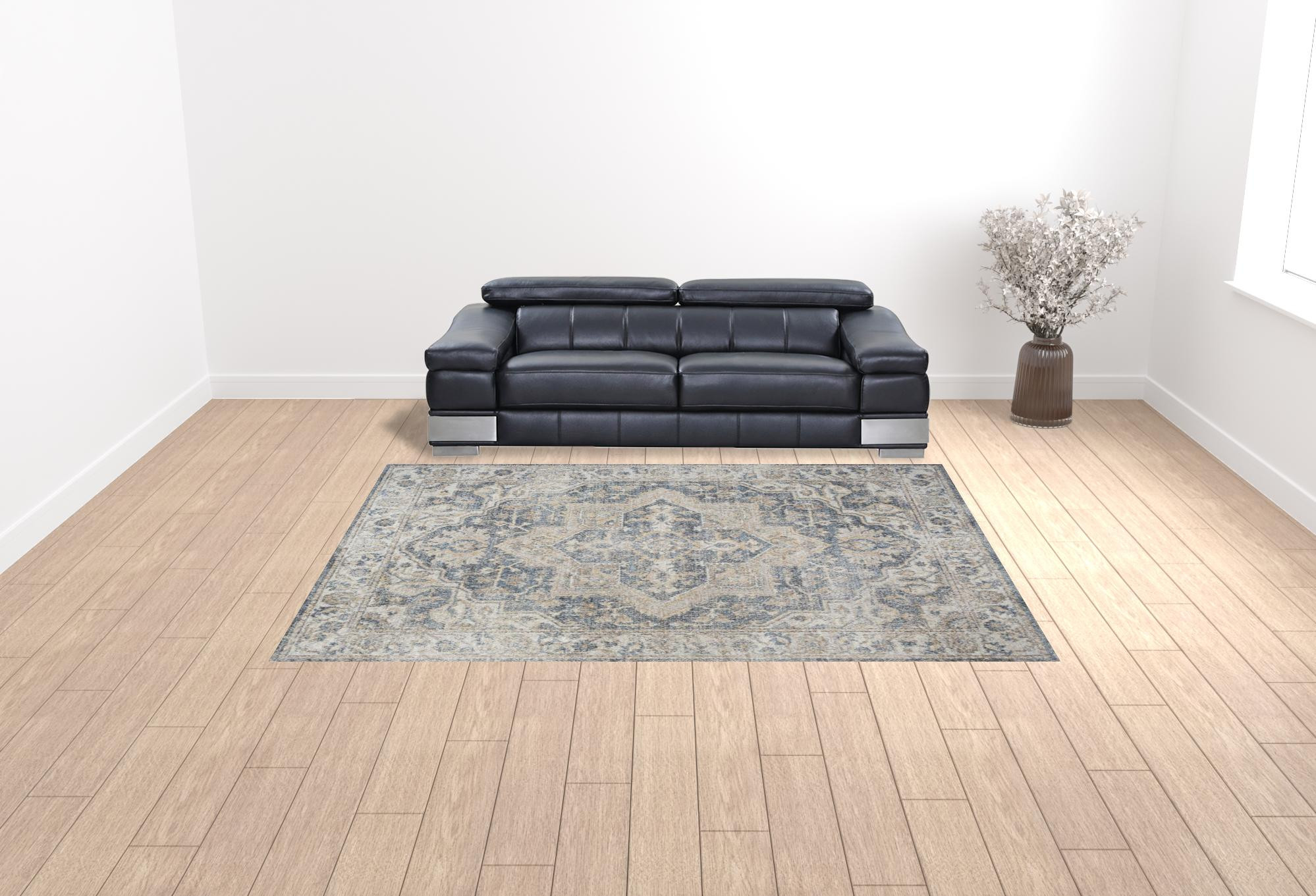 9 x 12 gray Oriental Power Loom Area Rug