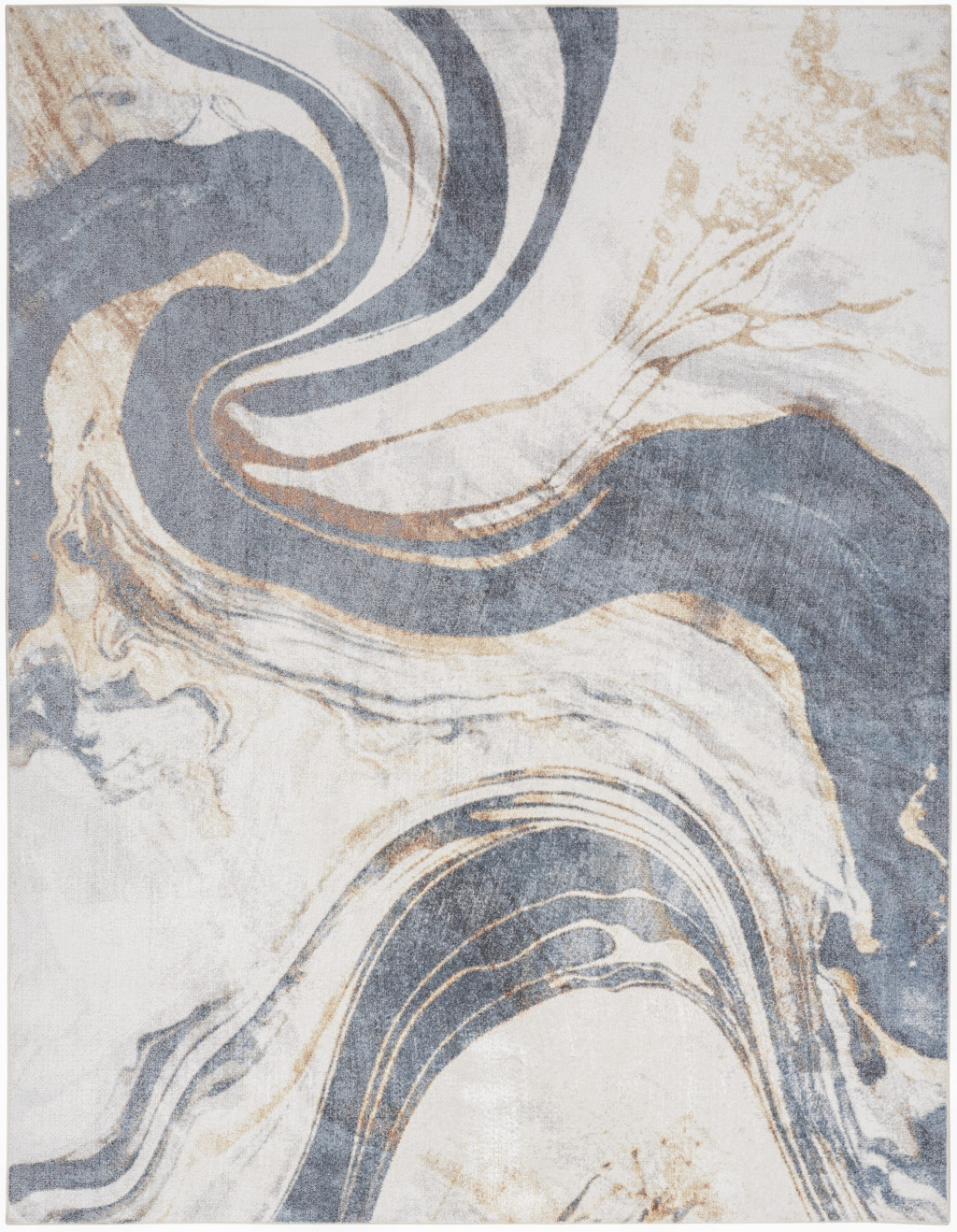 9" X 12" Gray Oriental Power Loom Area Rug