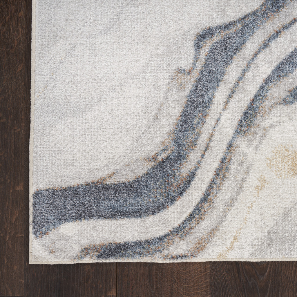 9" X 12" Gray Oriental Power Loom Area Rug