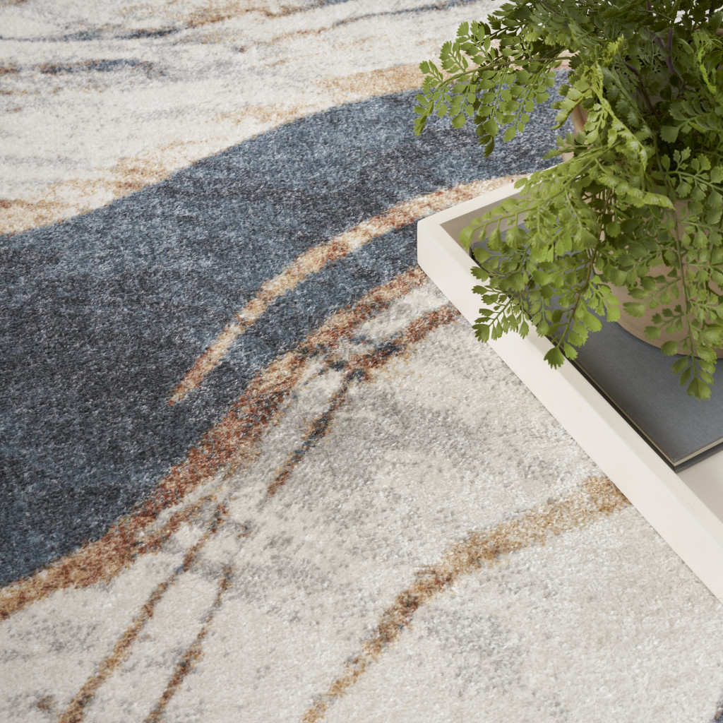 9" X 12" Gray Oriental Power Loom Area Rug