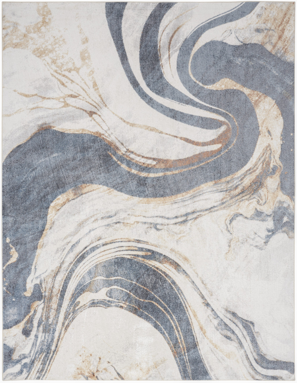 9" X 12" Gray Oriental Power Loom Area Rug