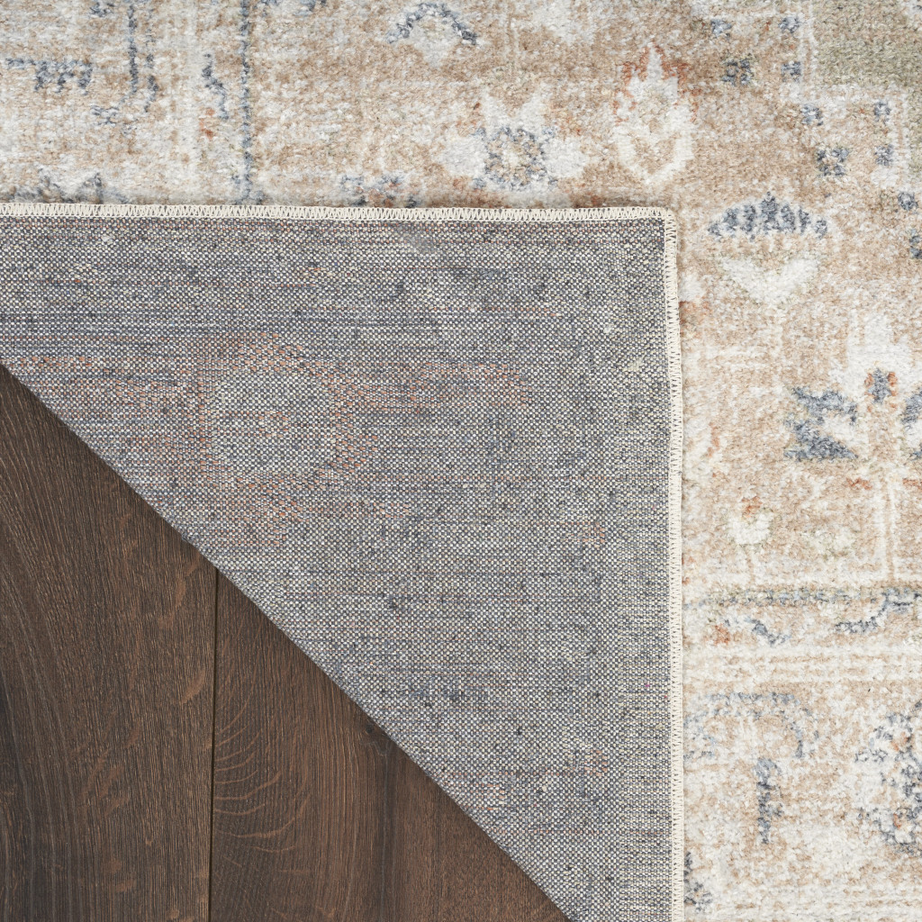 8" Sage Oriental Power Loom Distressed Washable Runner Rug
