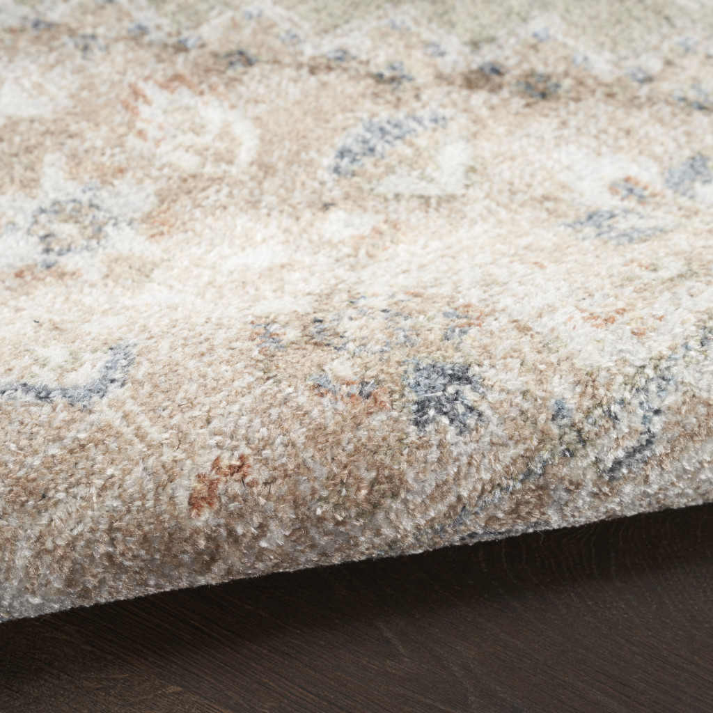 8" Sage Oriental Power Loom Distressed Washable Runner Rug