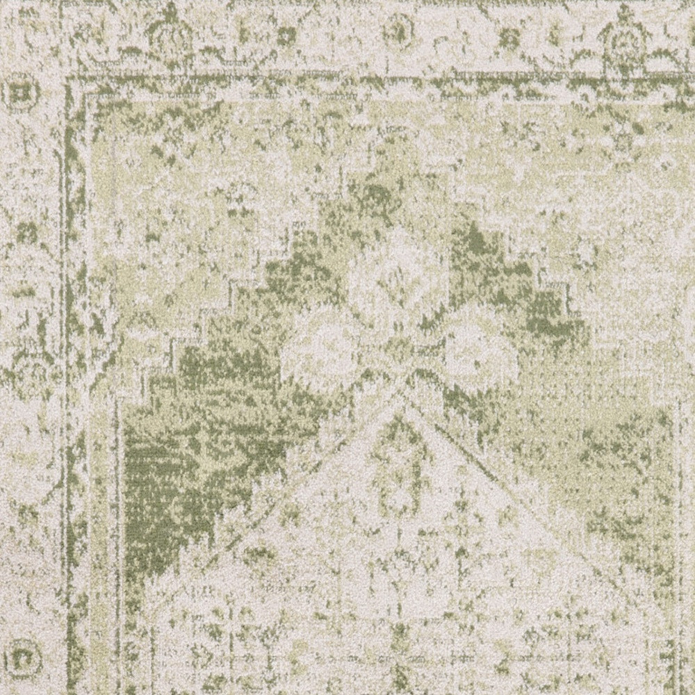 8" X 10" Sage Oriental Power Loom Distressed Washable Area Rug