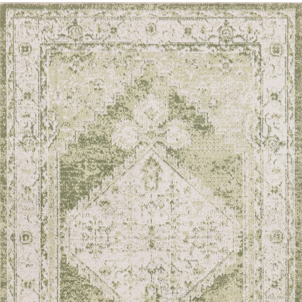 8" X 10" Sage Oriental Power Loom Distressed Washable Area Rug