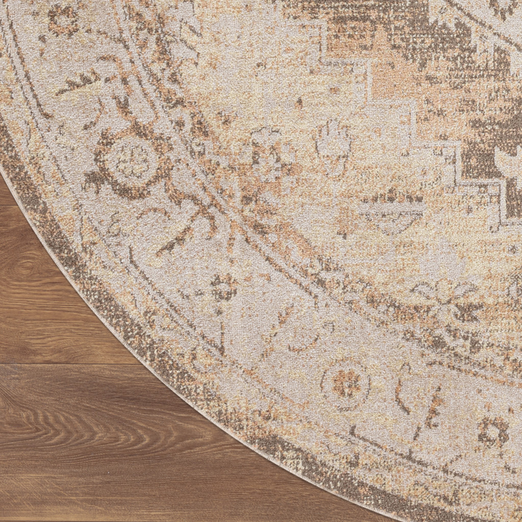 7" X 9" Sage Oriental Power Loom Distressed Washable Area Rug