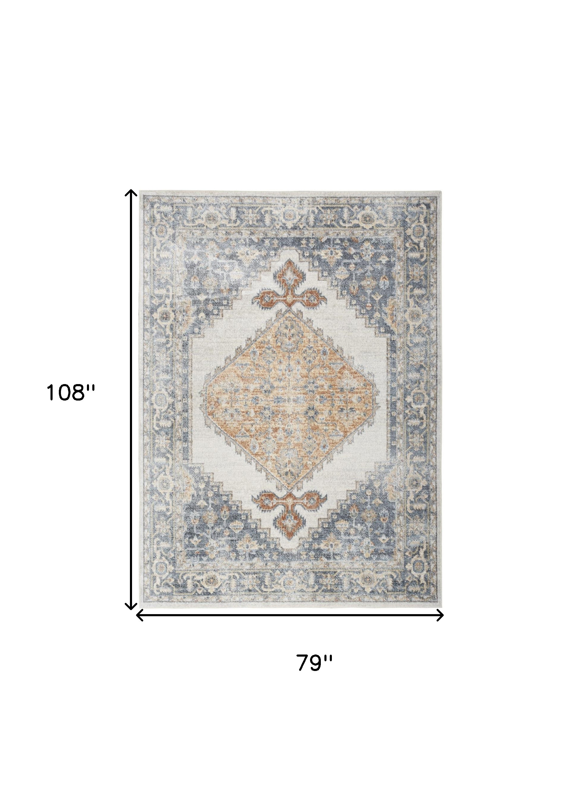 7" X 9" Gray Oriental Power Loom Distressed Washable Area Rug