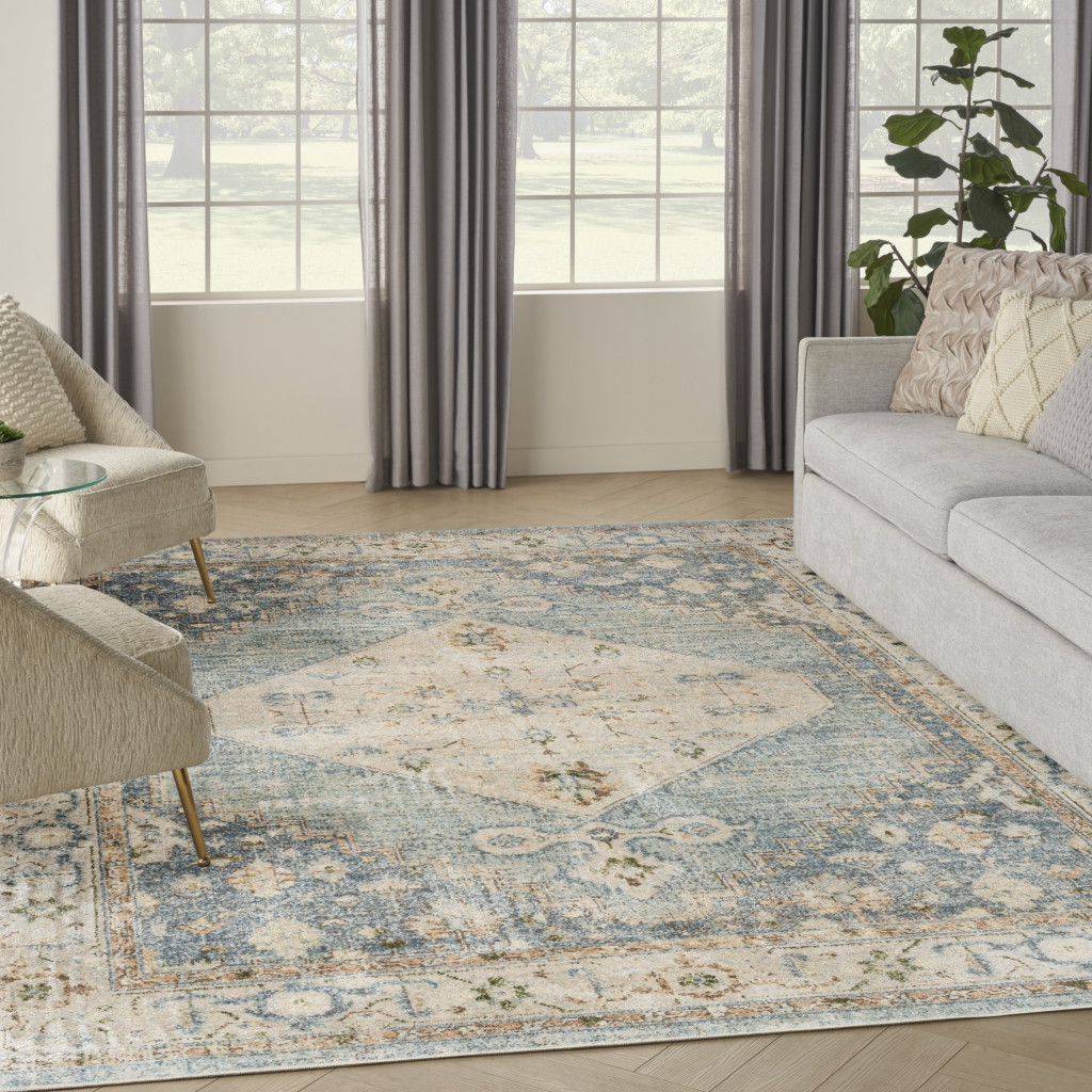 3" X 5" Gray Oriental Power Loom Distressed Washable Area Rug