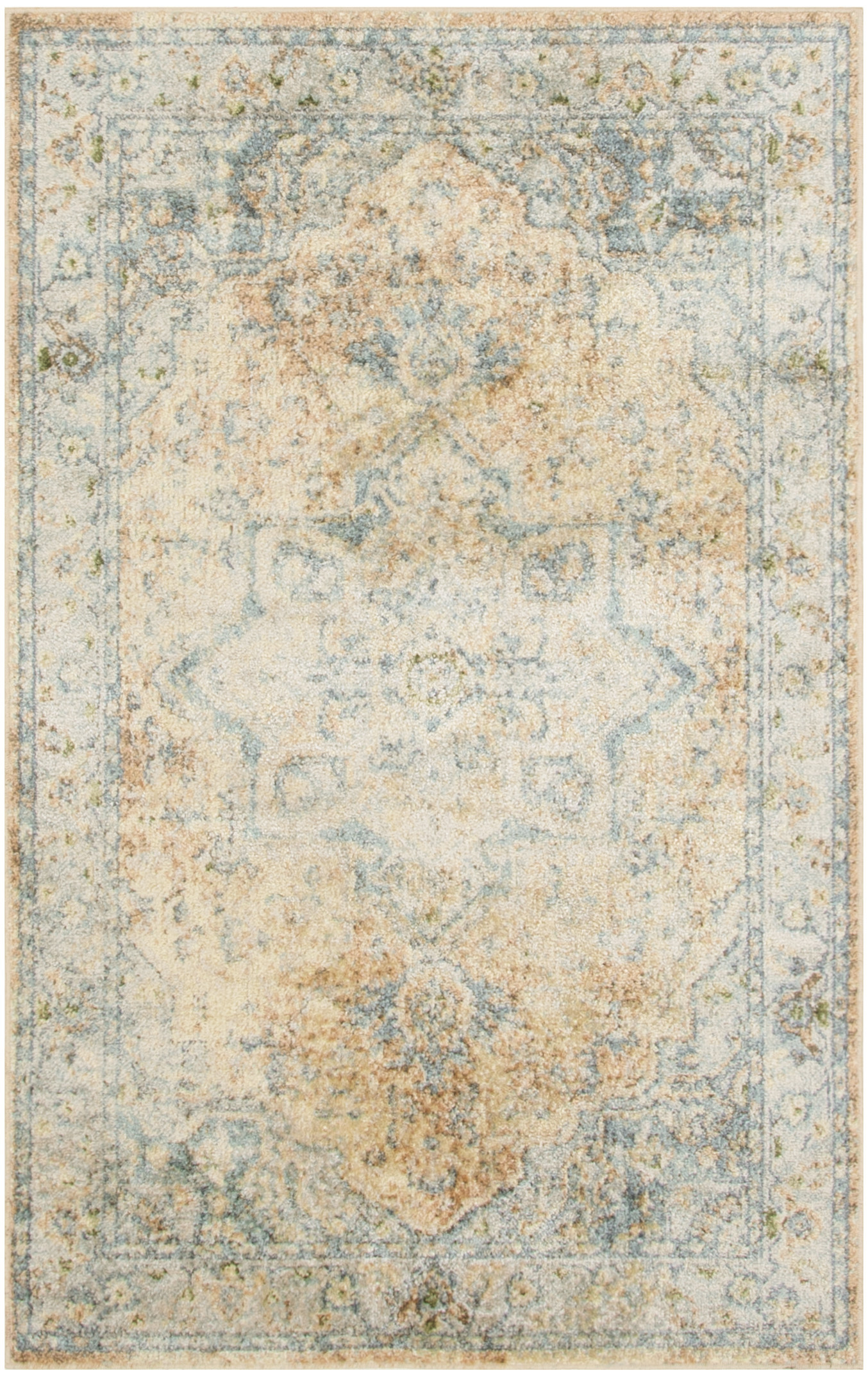 5" X 7" Gray Oriental Power Loom Distressed Washable Area Rug