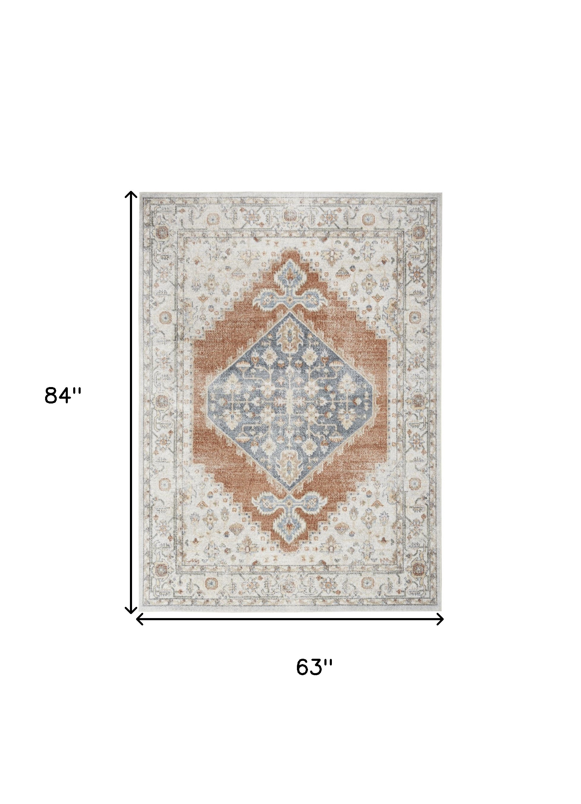5" X 7" Gray Oriental Power Loom Distressed Washable Area Rug
