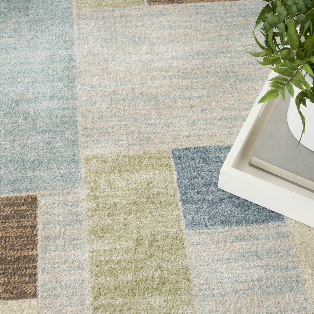 4" X 6" Denim Blue Oriental Power Loom Distressed Washable Area Rug