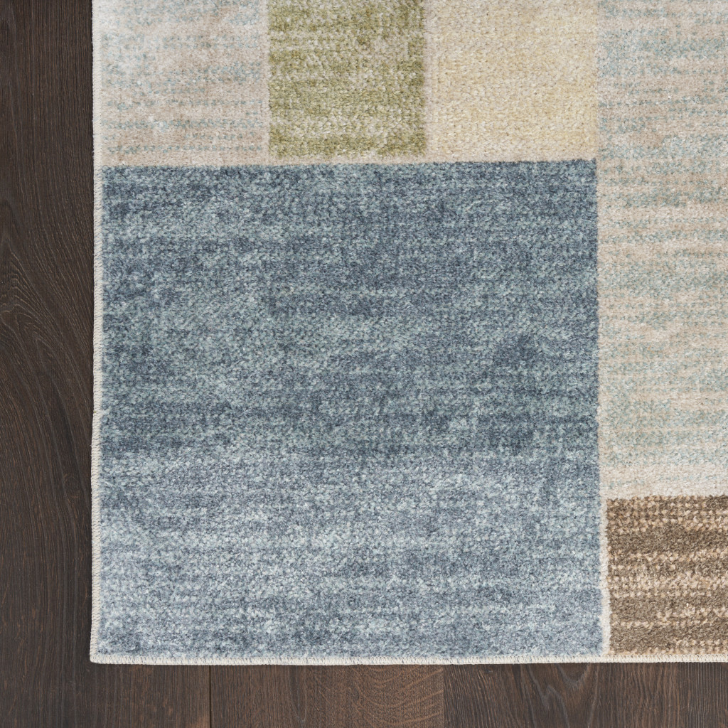 5" X 7" Denim Blue Oriental Power Loom Distressed Washable Area Rug