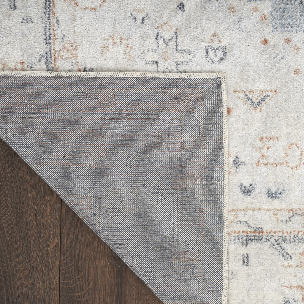4" X 6" Light Blue Oriental Power Loom Distressed Washable Area Rug