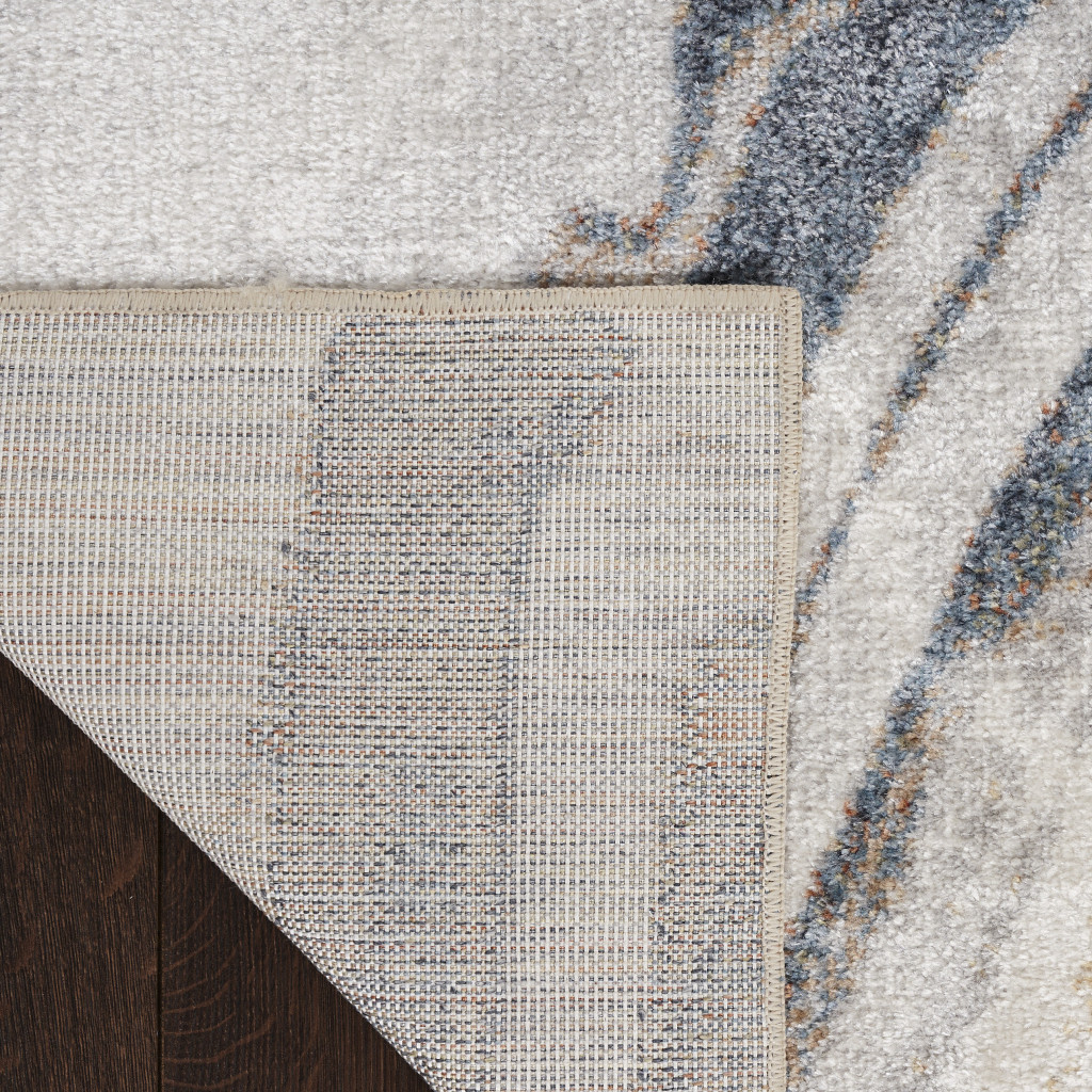 8" X 10" Gray and Blue Oriental Power Loom Washable Area Rug