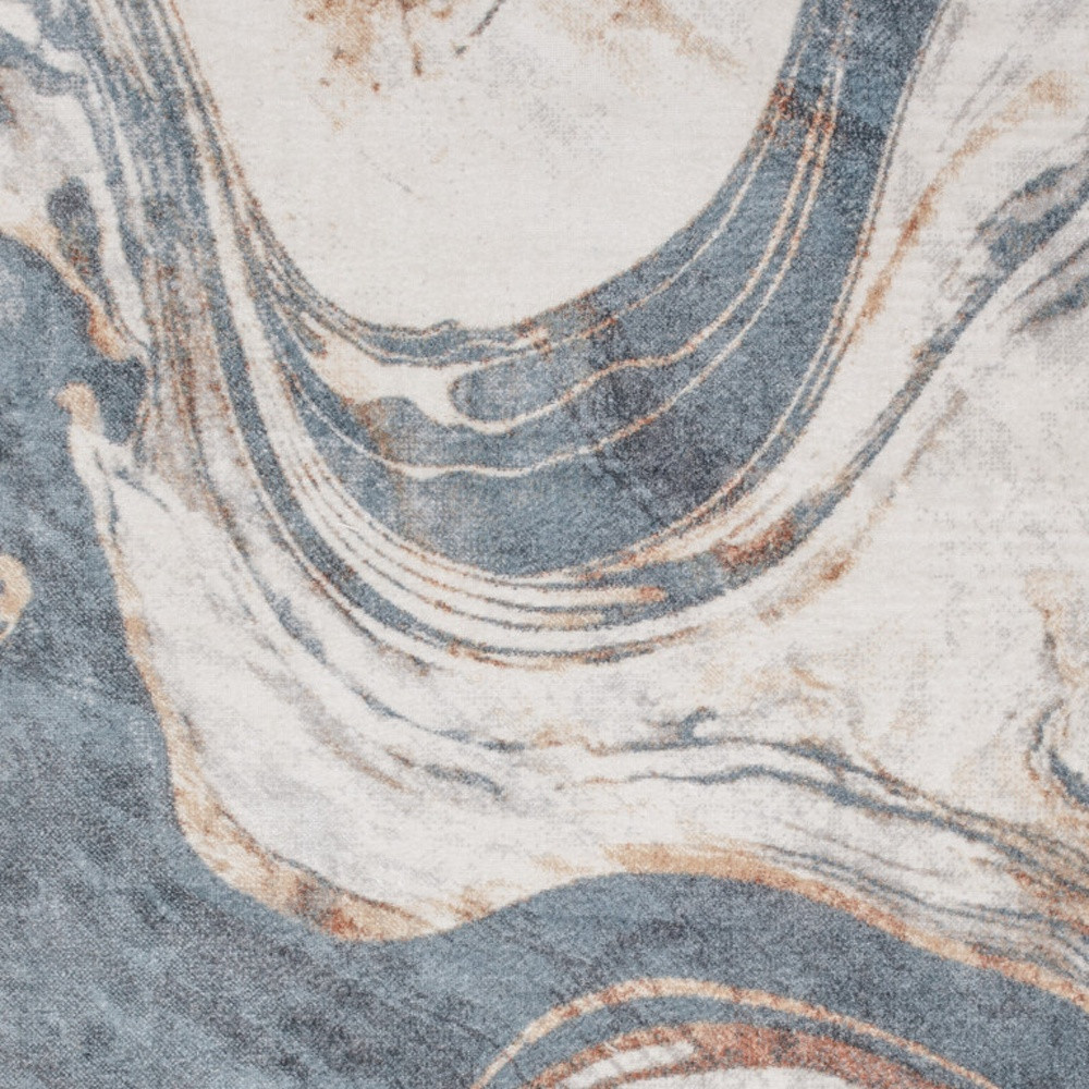 8" X 10" Gray and Blue Oriental Power Loom Washable Area Rug