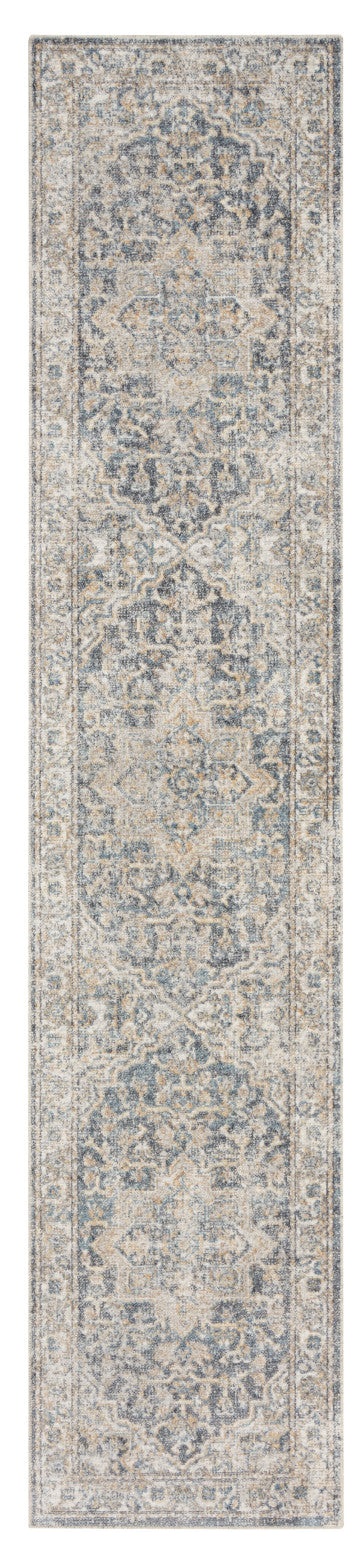 8" Gray Oriental Power Loom Washable Runner Rug