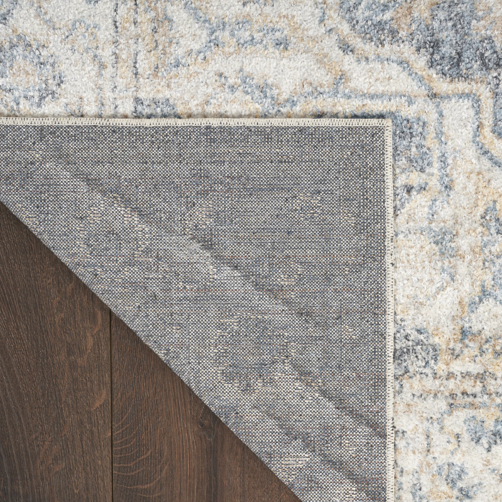 8" Gray Oriental Power Loom Washable Runner Rug