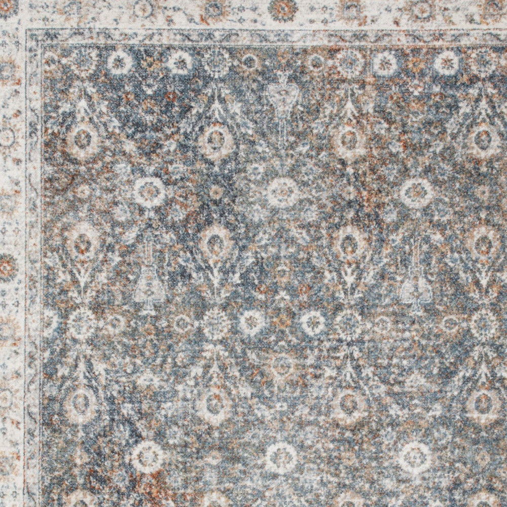 5" X 7" Silver Oriental Power Loom Washable Area Rug
