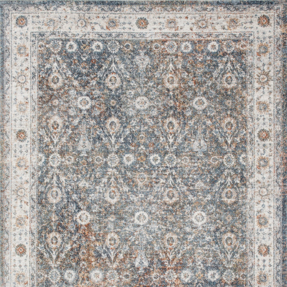 5" X 7" Silver Oriental Power Loom Washable Area Rug