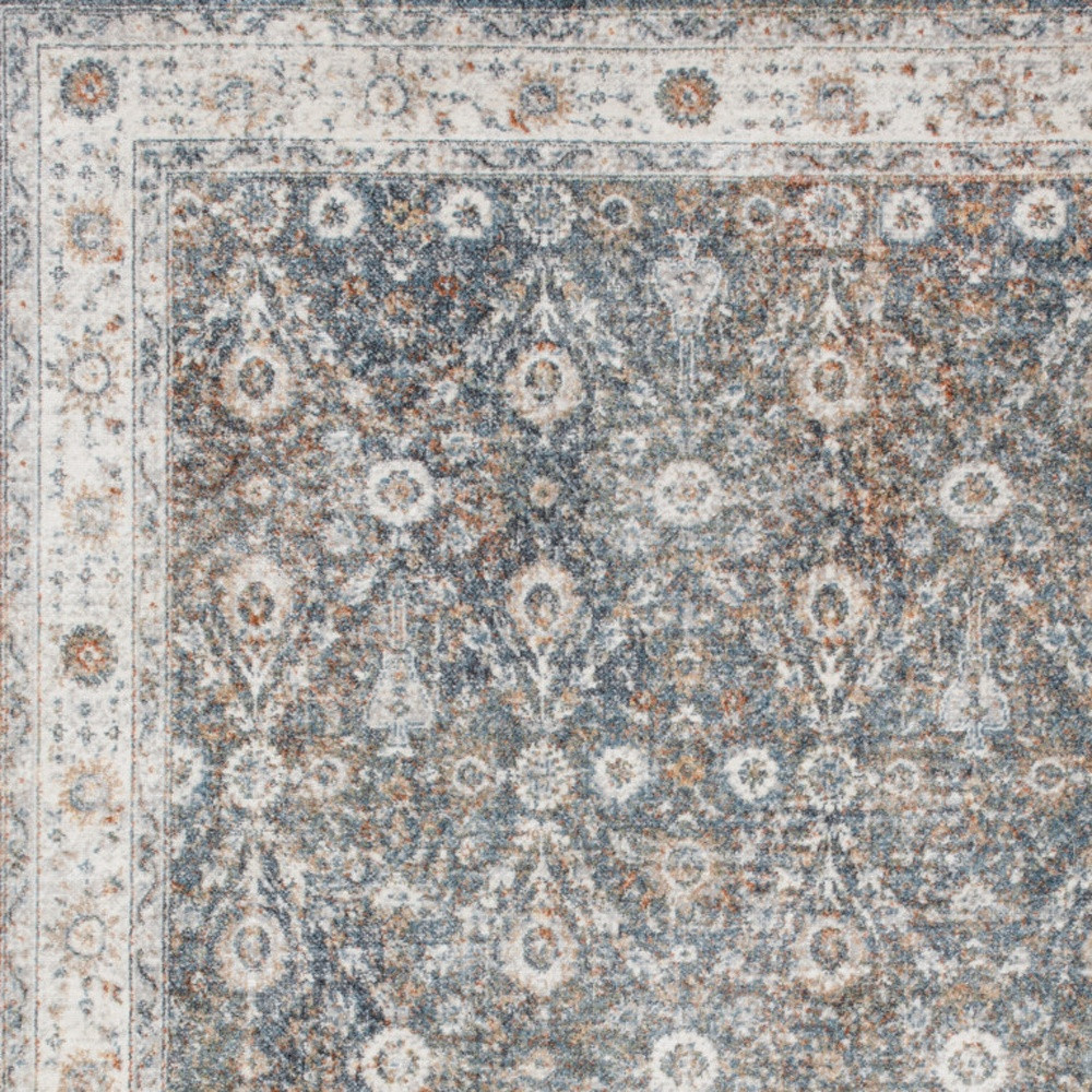 7" X 9" Silver Oriental Power Loom Washable Area Rug