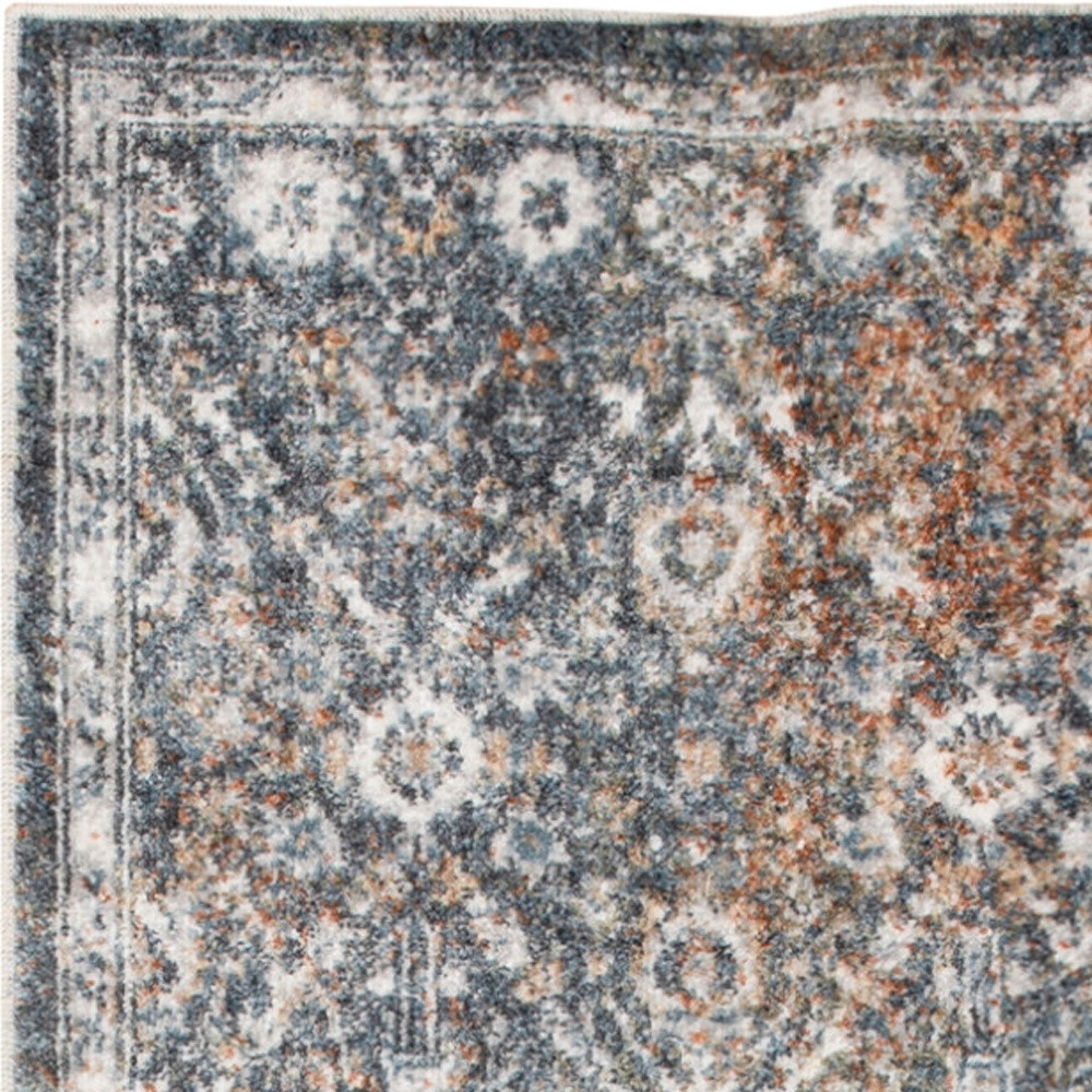 4" X 6" Silver Oriental Power Loom Washable Area Rug