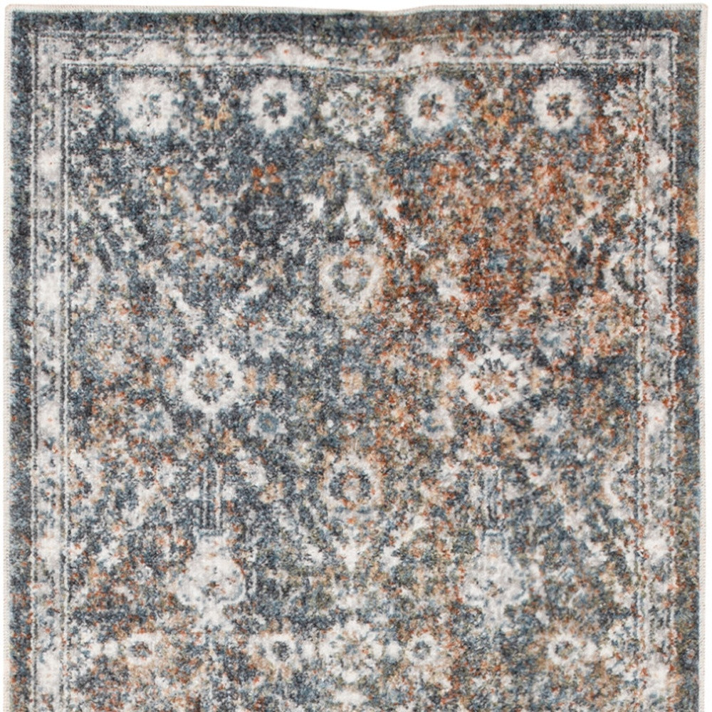 4" X 6" Silver Oriental Power Loom Washable Area Rug