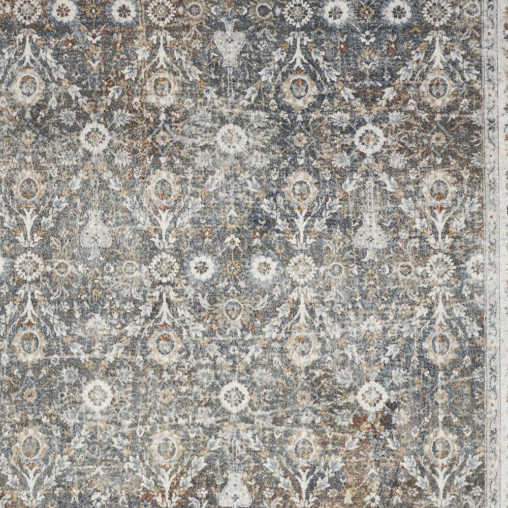 8" X 10" Silver Oriental Power Loom Washable Area Rug