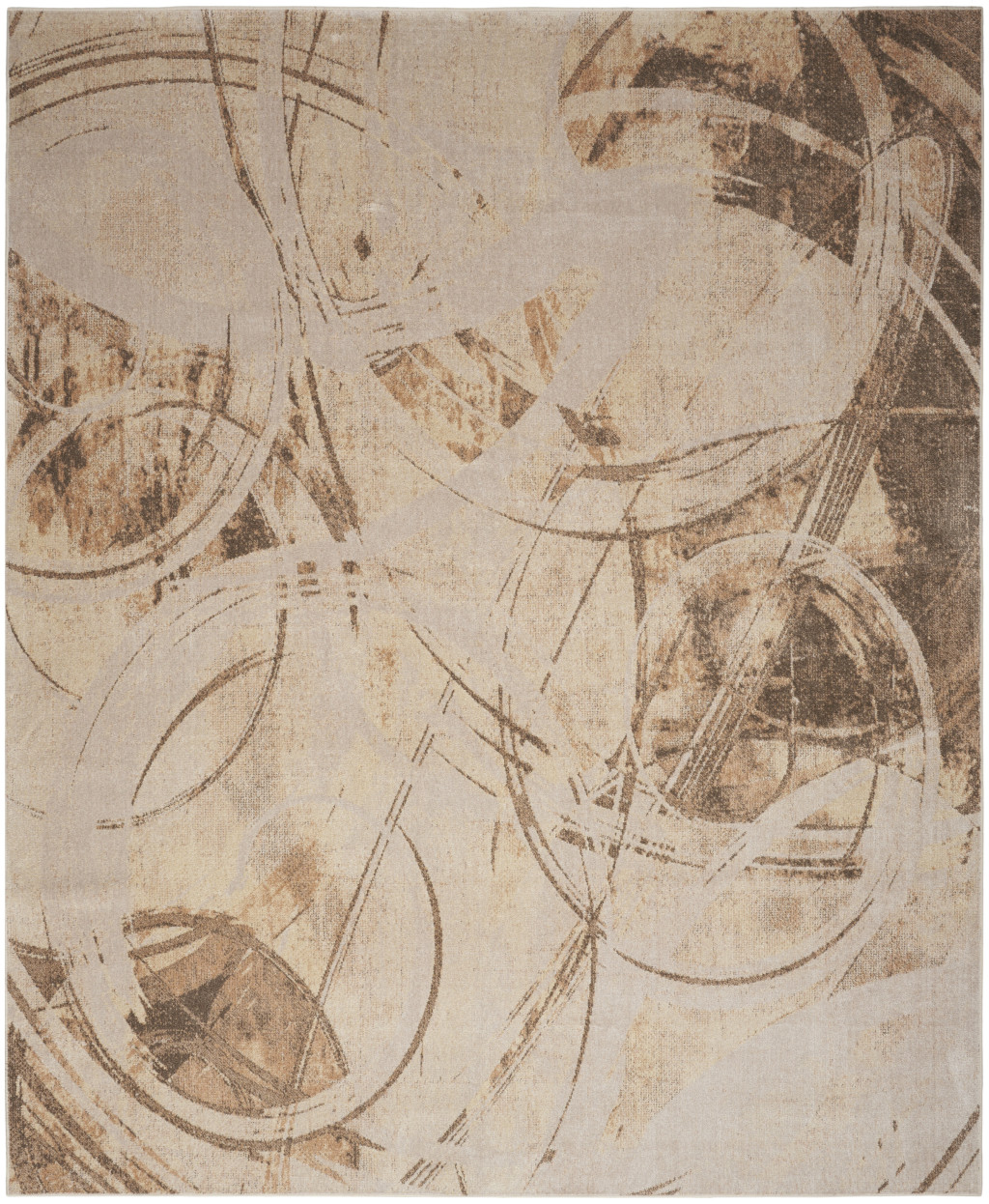 8" X 10" Gold Oriental Power Loom Washable Area Rug
