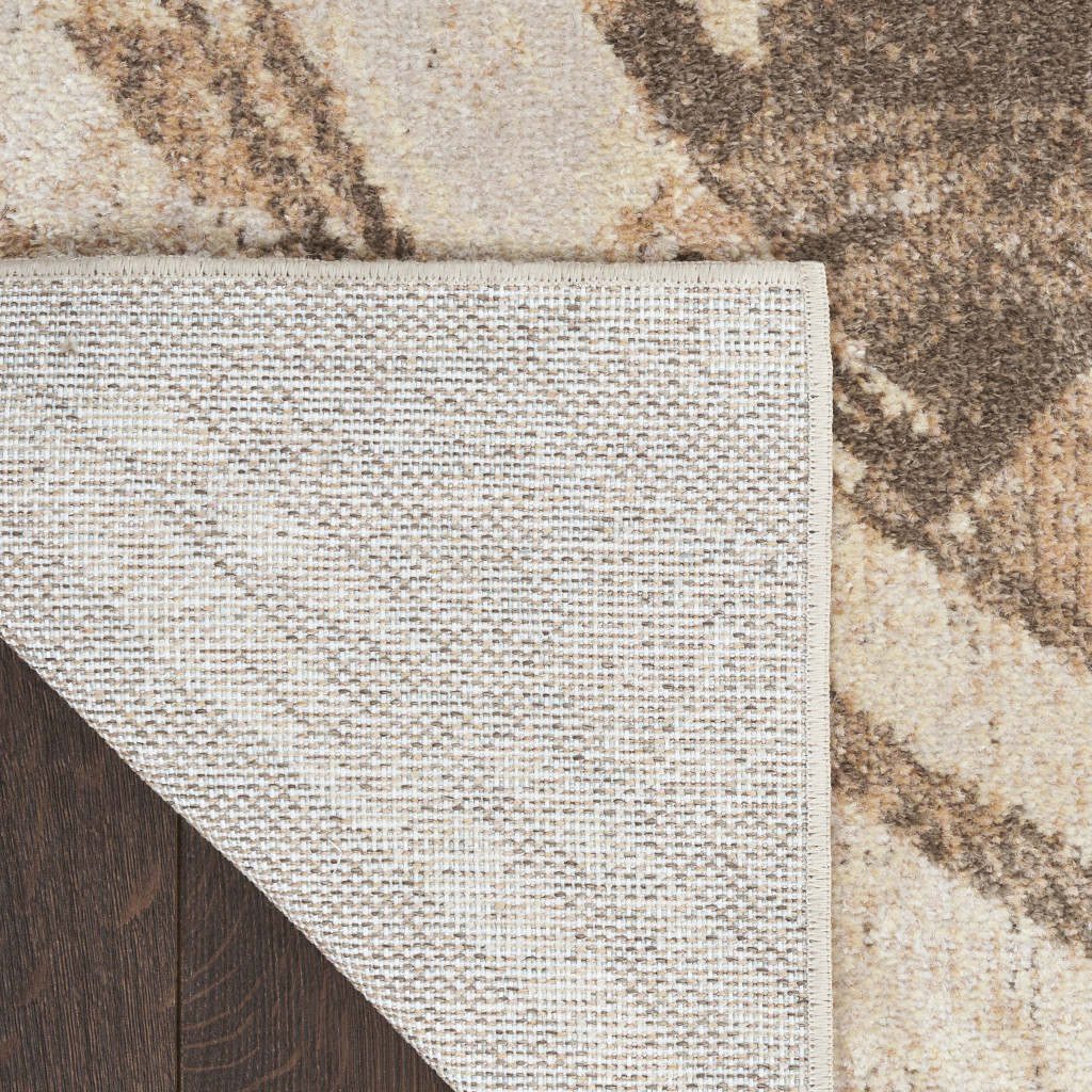 8" X 10" Gold Oriental Power Loom Washable Area Rug
