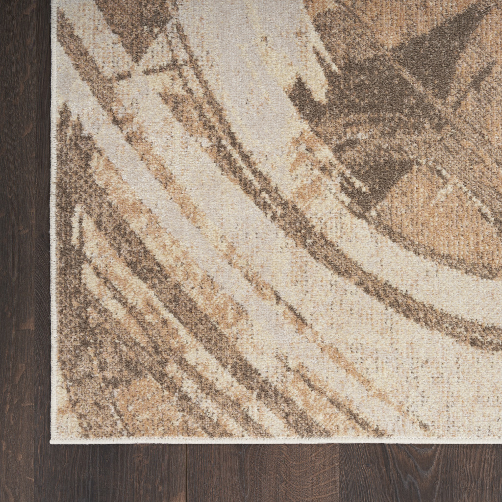 5" X 7" Gold Oriental Power Loom Washable Area Rug