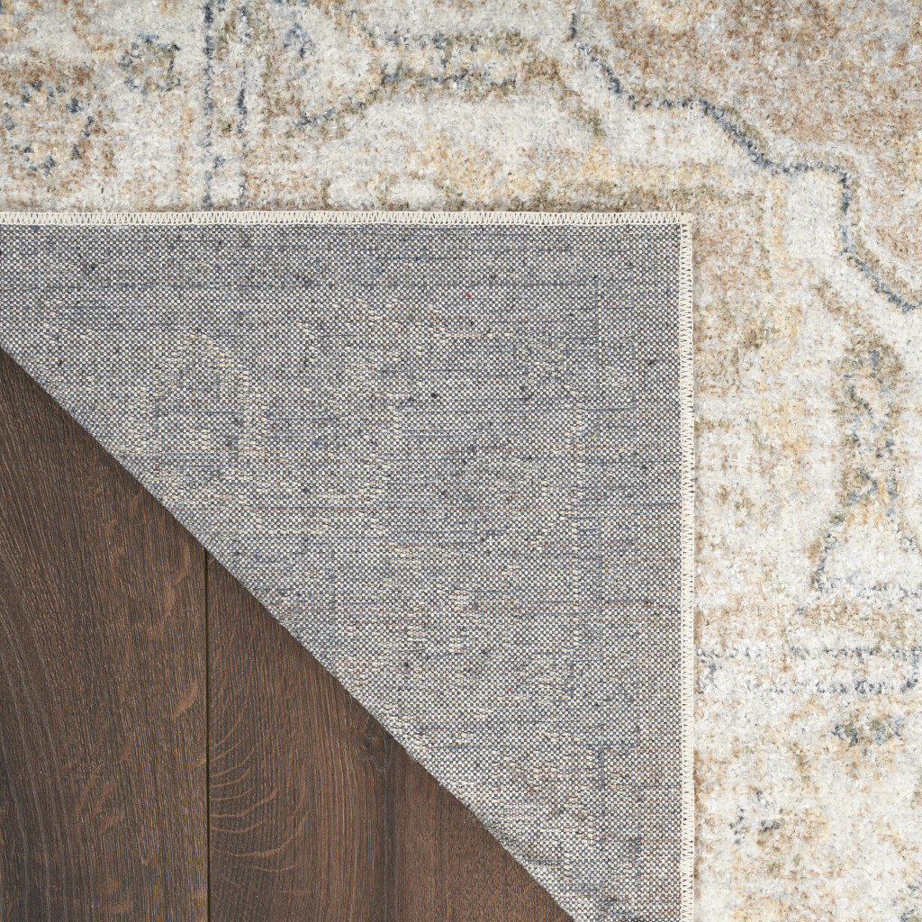 8" Runner Beige and Ivory Oriental Power Loom Washable Runner Rug