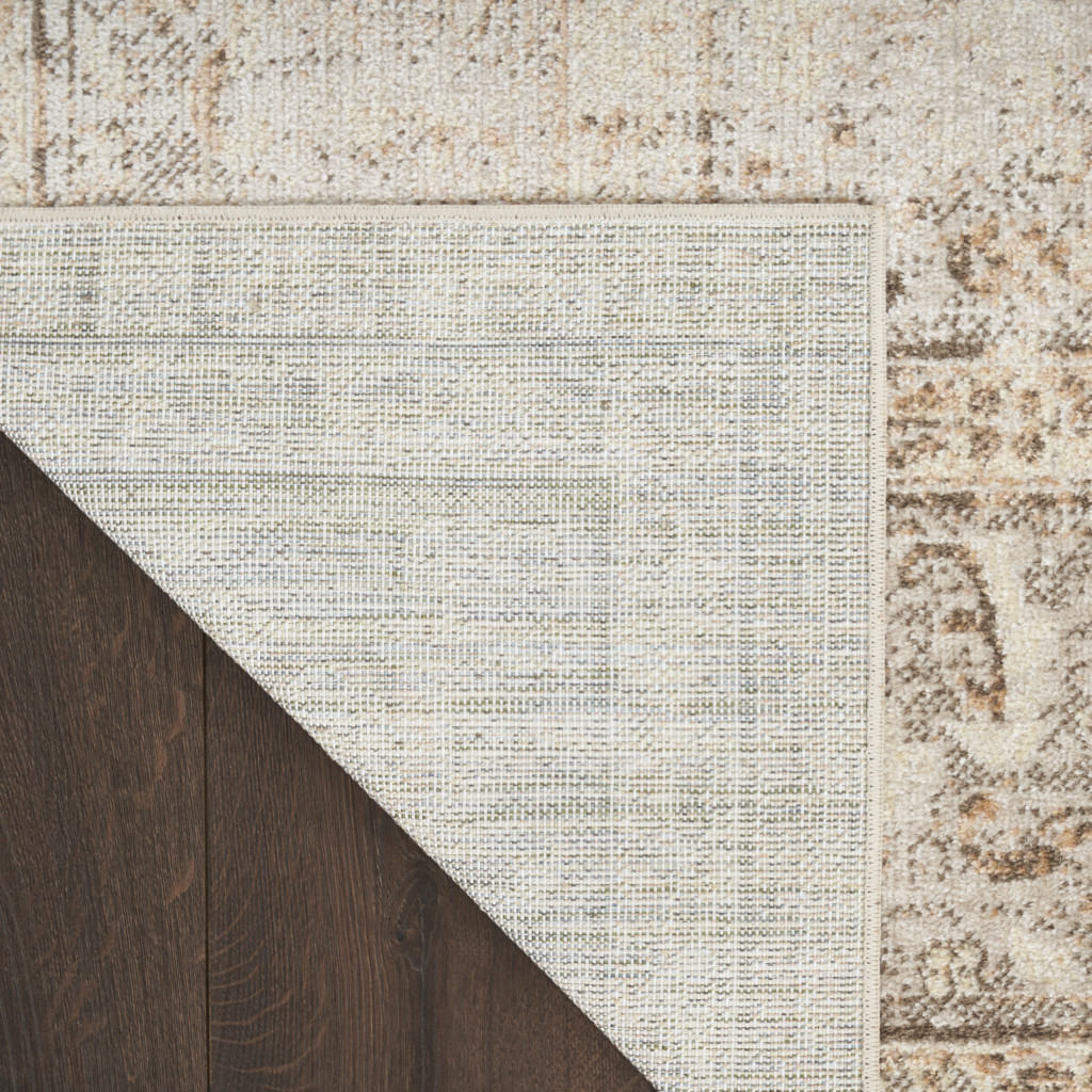 4" X 6" Beige Oriental Power Loom Washable Area Rug