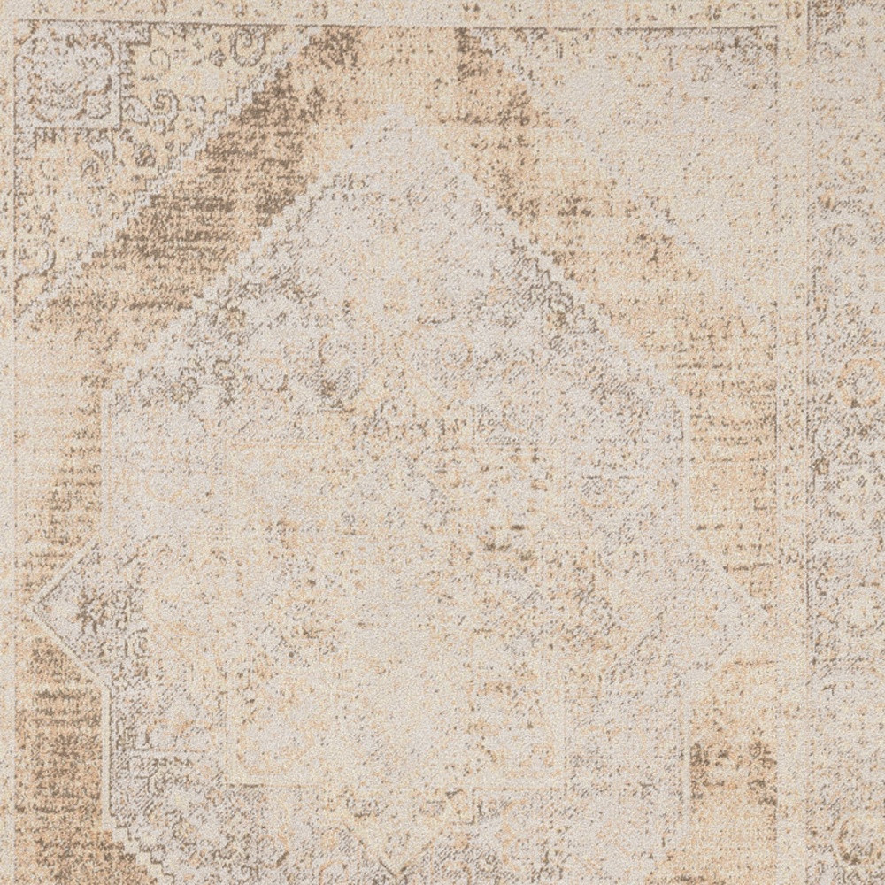 7" X 9" Beige Oriental Power Loom Washable Area Rug