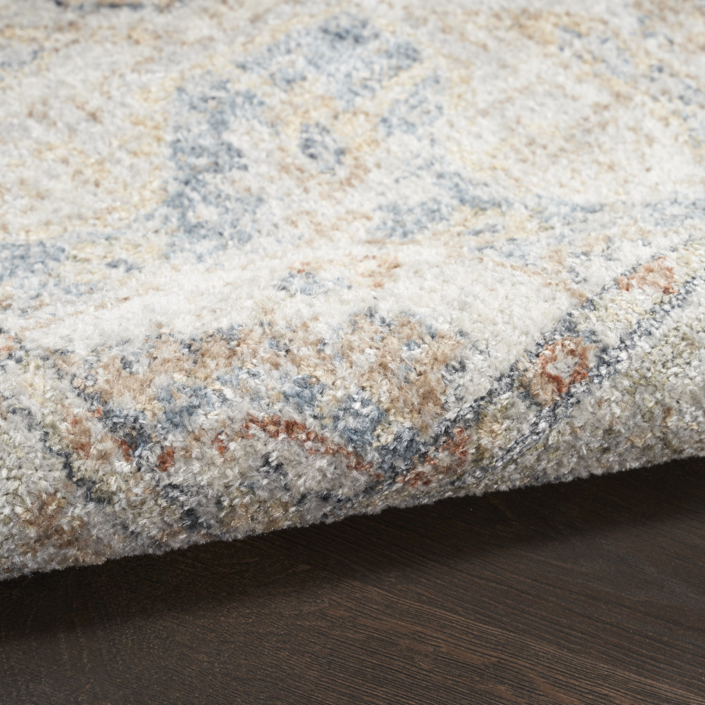 8" Denim Blue Oriental Power Loom Washable Runner Rug