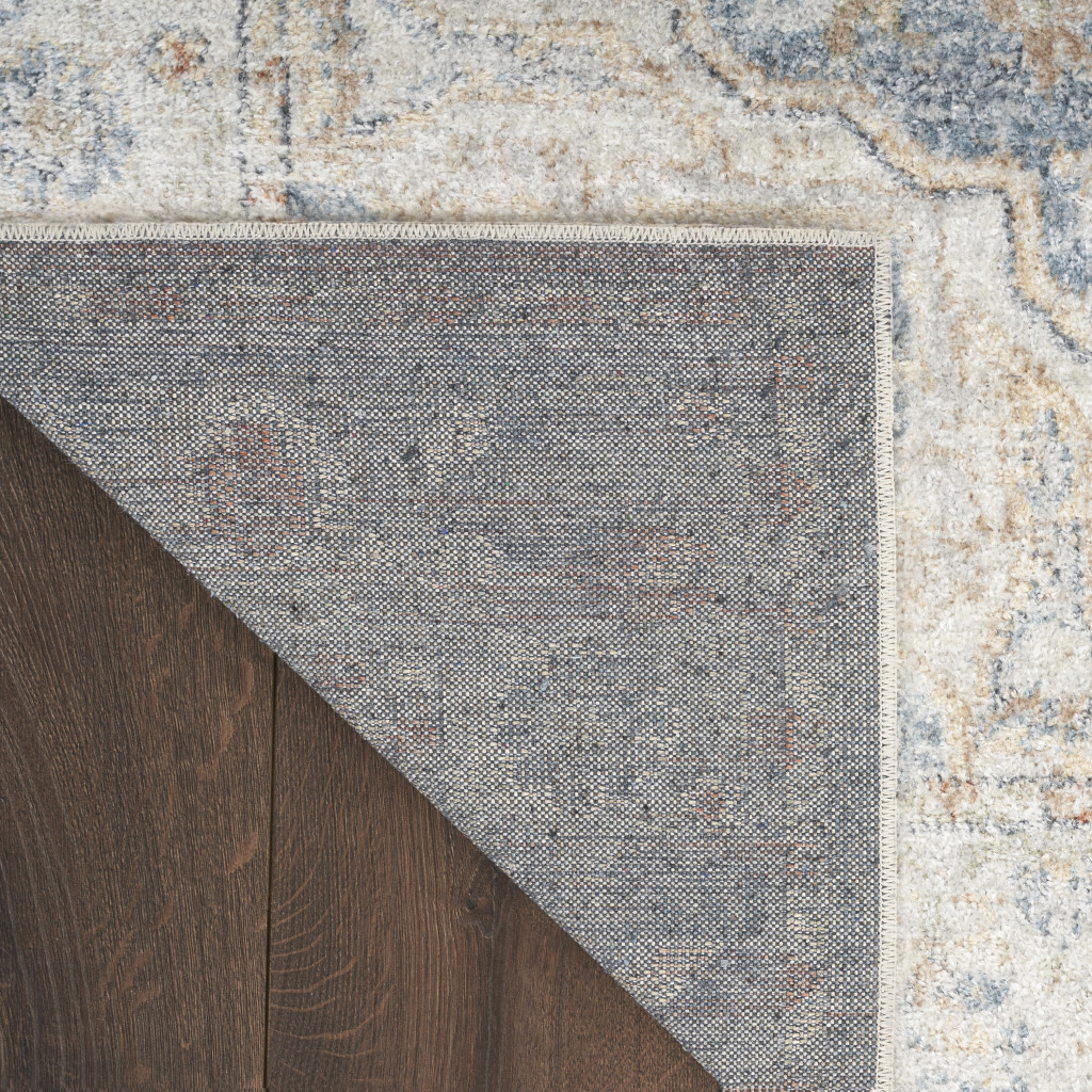 8" Denim Blue Oriental Power Loom Washable Runner Rug