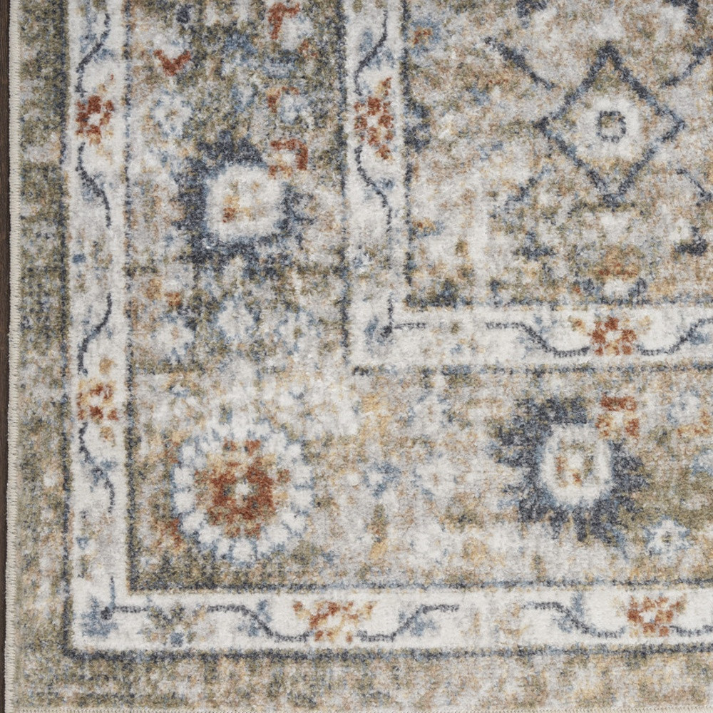 8" X 10" Gray Oriental Power Loom Washable Area Rug