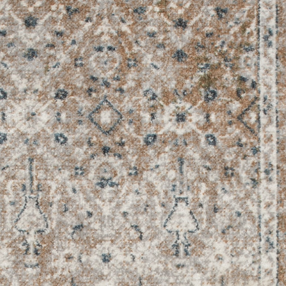 7" X 9" Gray Oriental Power Loom Washable Area Rug