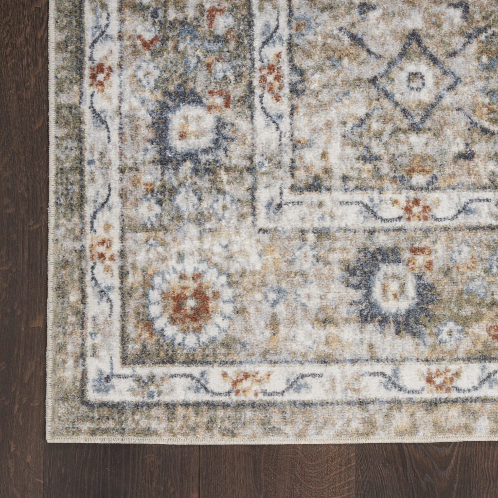 5" X 7" Gray Oriental Power Loom Washable Area Rug