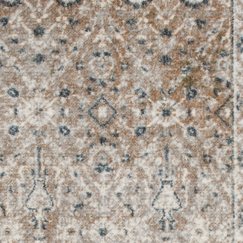 5" X 7" Gray Oriental Power Loom Washable Area Rug