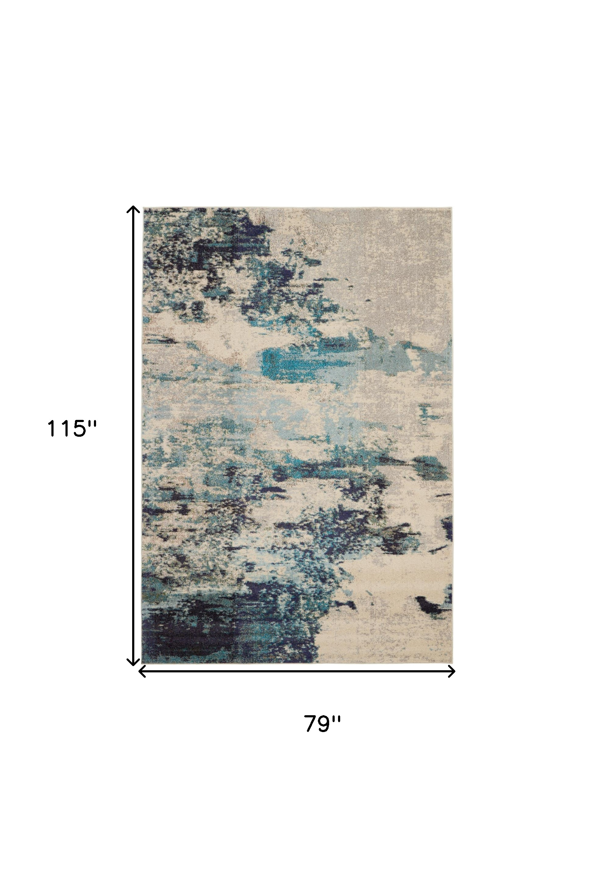 7" X 10" Ivory Abstract Power Loom Area Rug