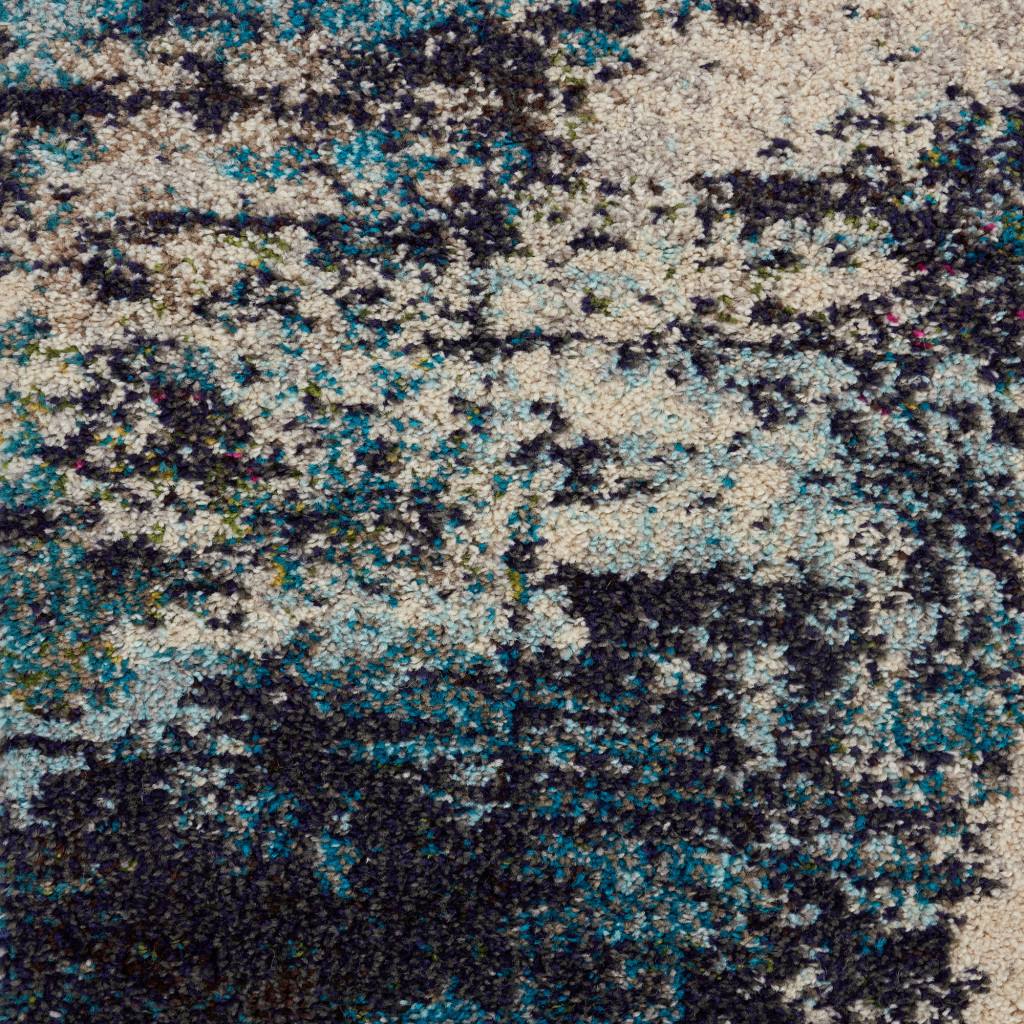 8" X 11" Ivory Abstract Power Loom Area Rug