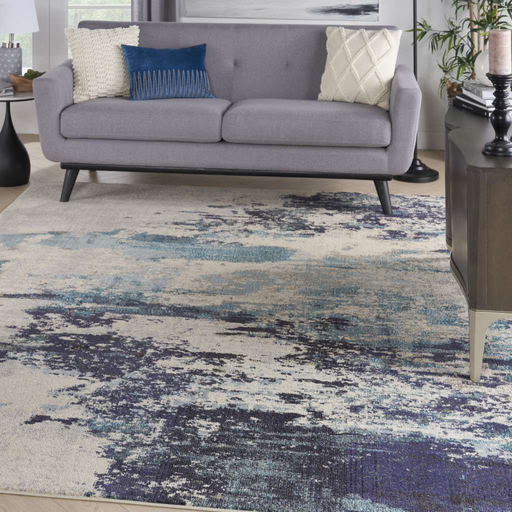 8" X 11" Ivory Abstract Power Loom Area Rug