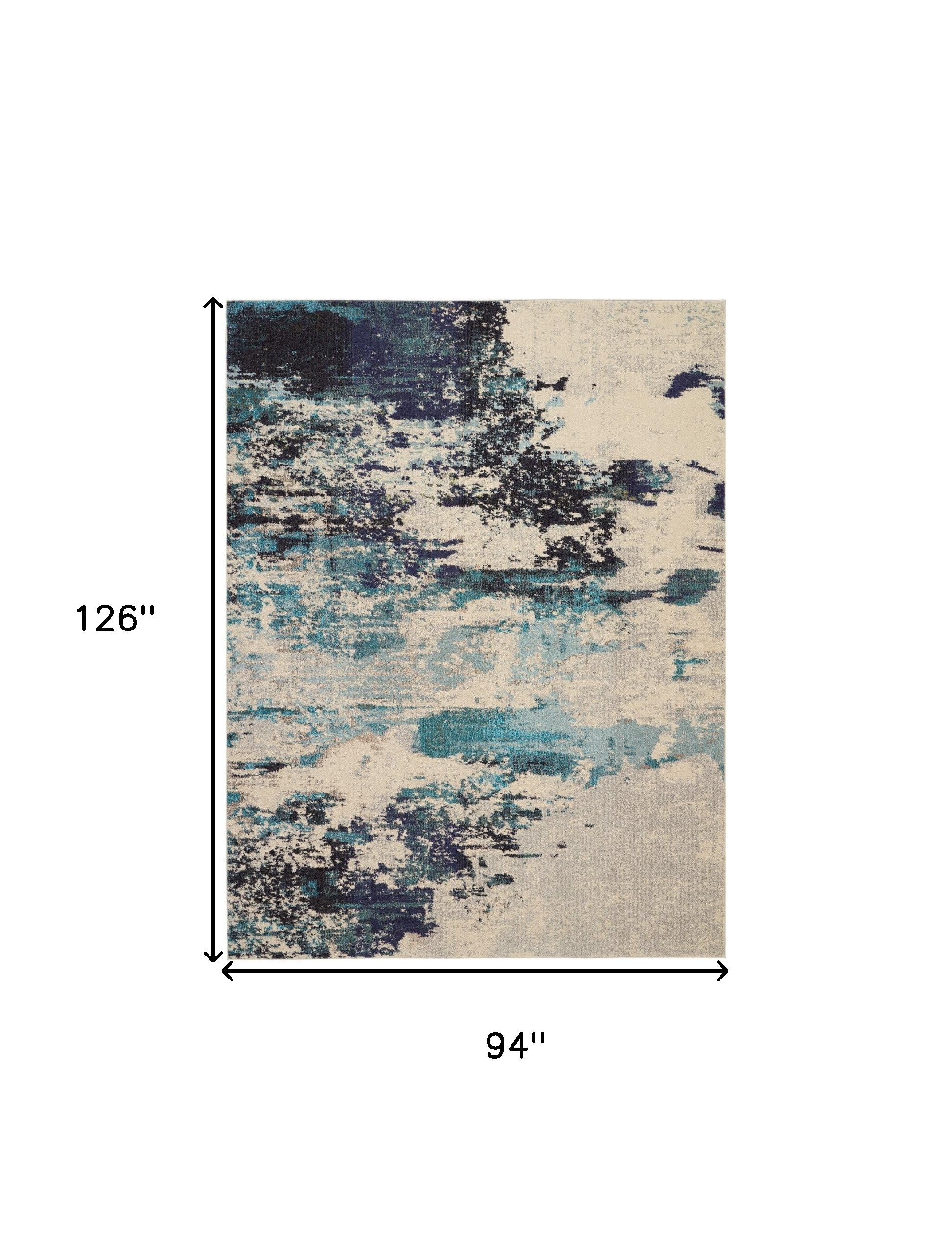 8" X 11" Ivory Abstract Power Loom Area Rug