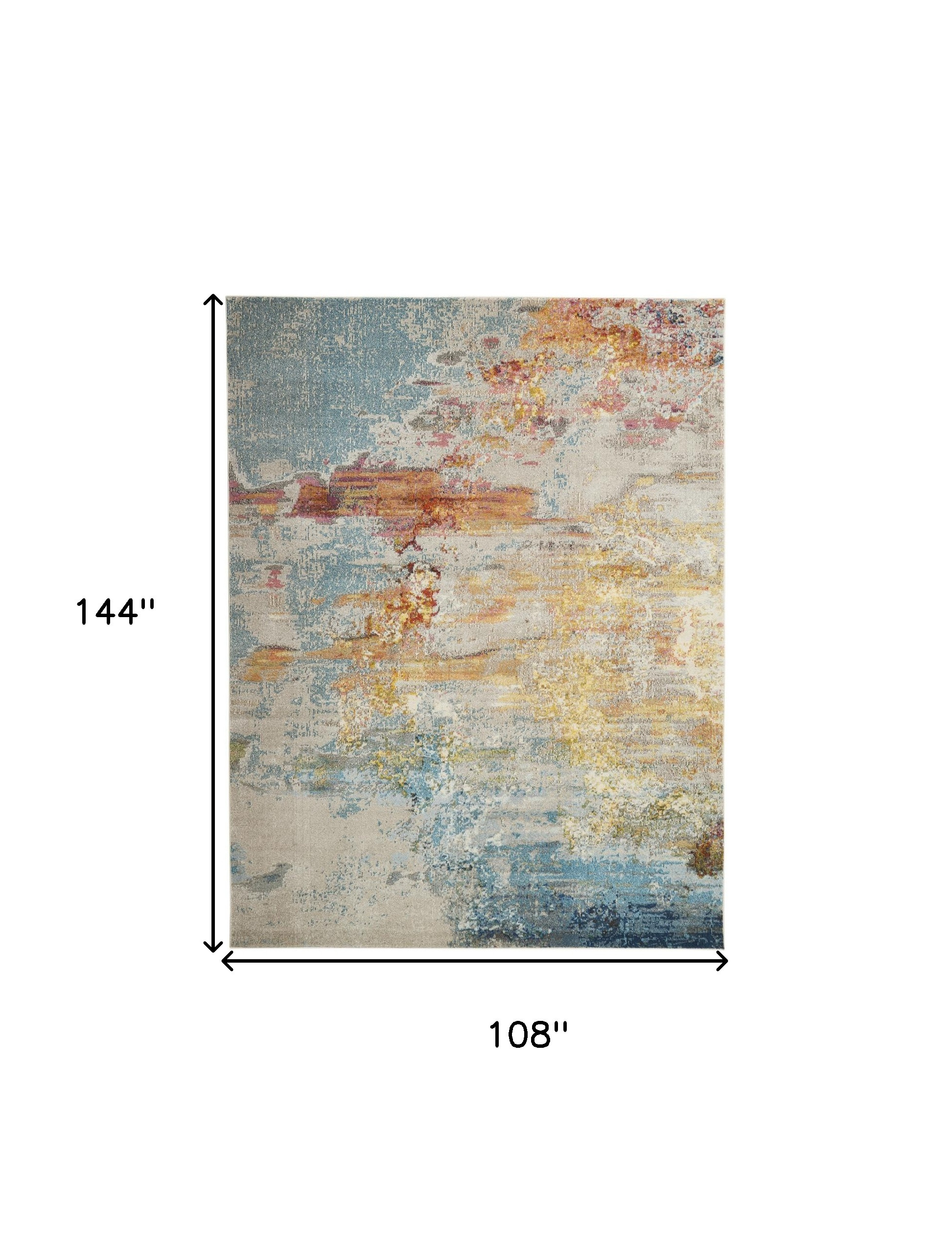 9" X 12" Blue and Gray Abstract Power Loom Area Rug