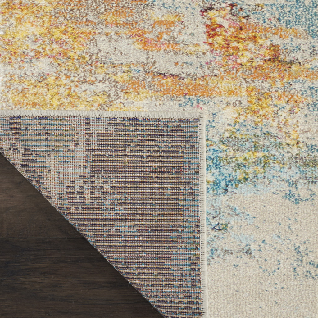 9" X 12" Blue and Gray Abstract Power Loom Area Rug