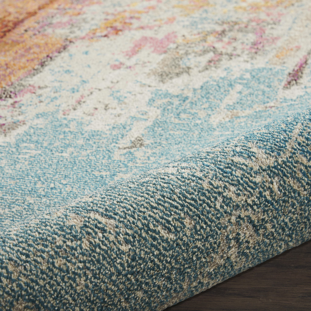 8" X 11" Blue And Gray Abstract Power Loom Area Rug