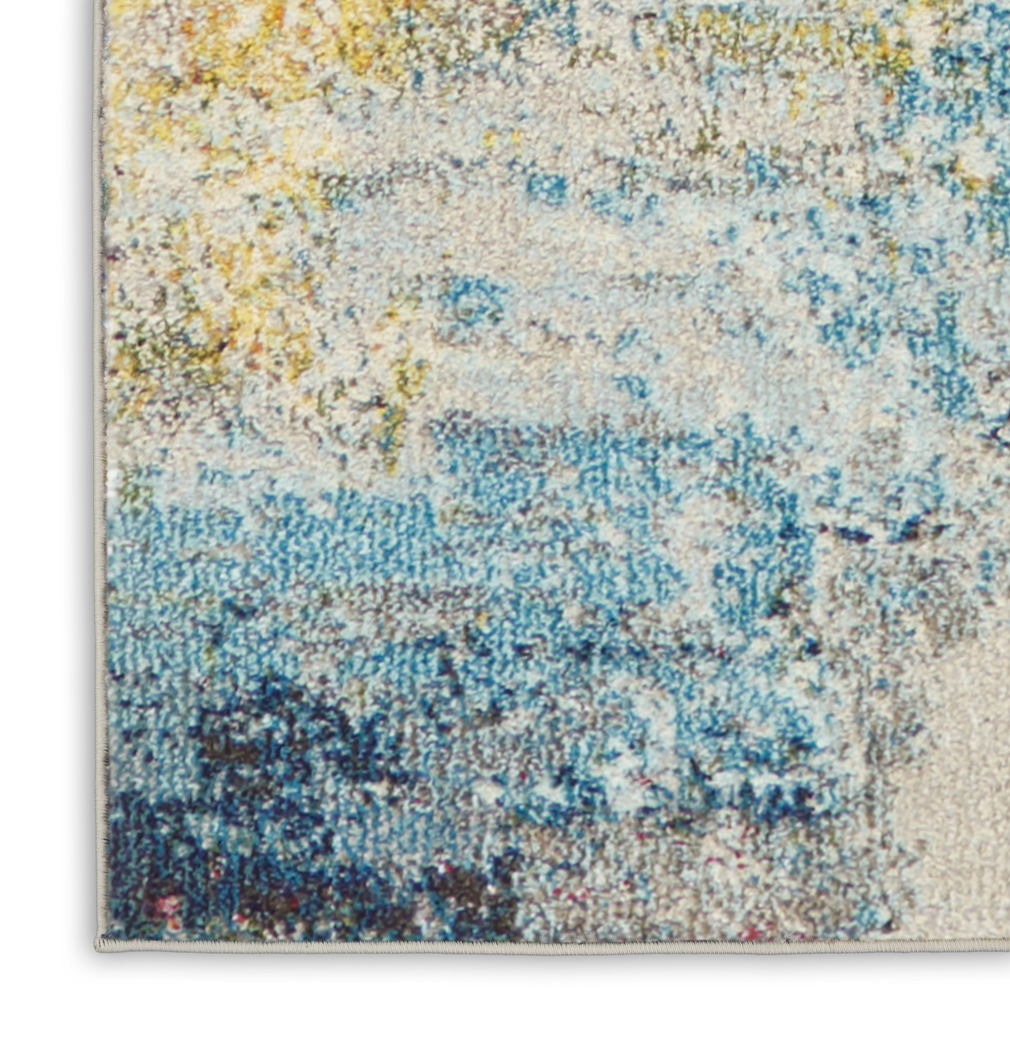 12" Runner Blue and Gray Abstract Power Loom Runner Rug