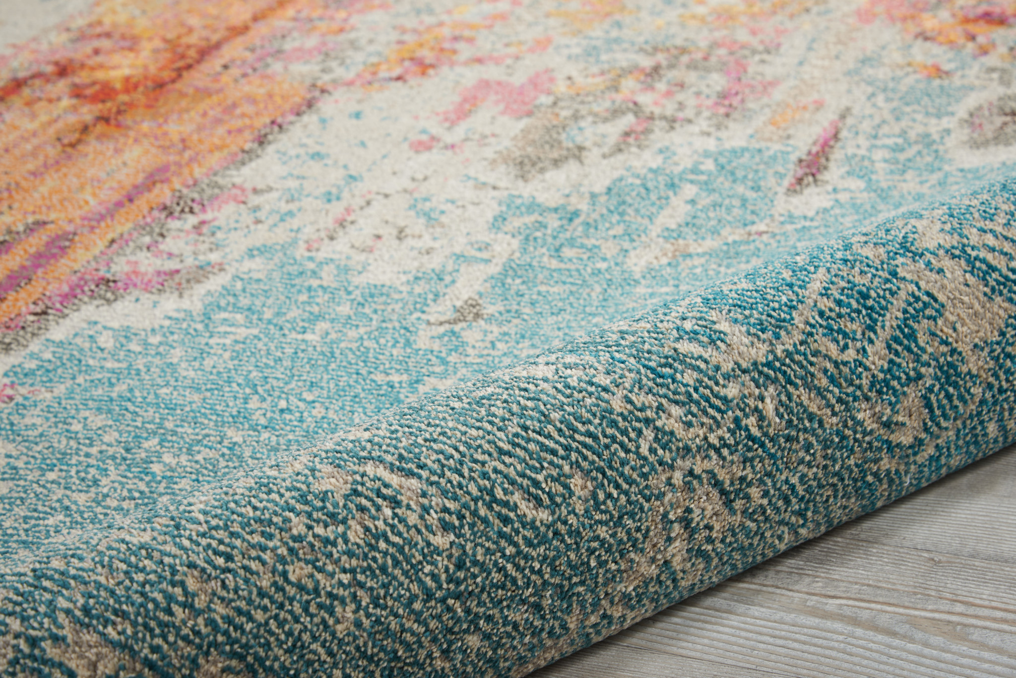 12" Runner Blue and Gray Abstract Power Loom Runner Rug
