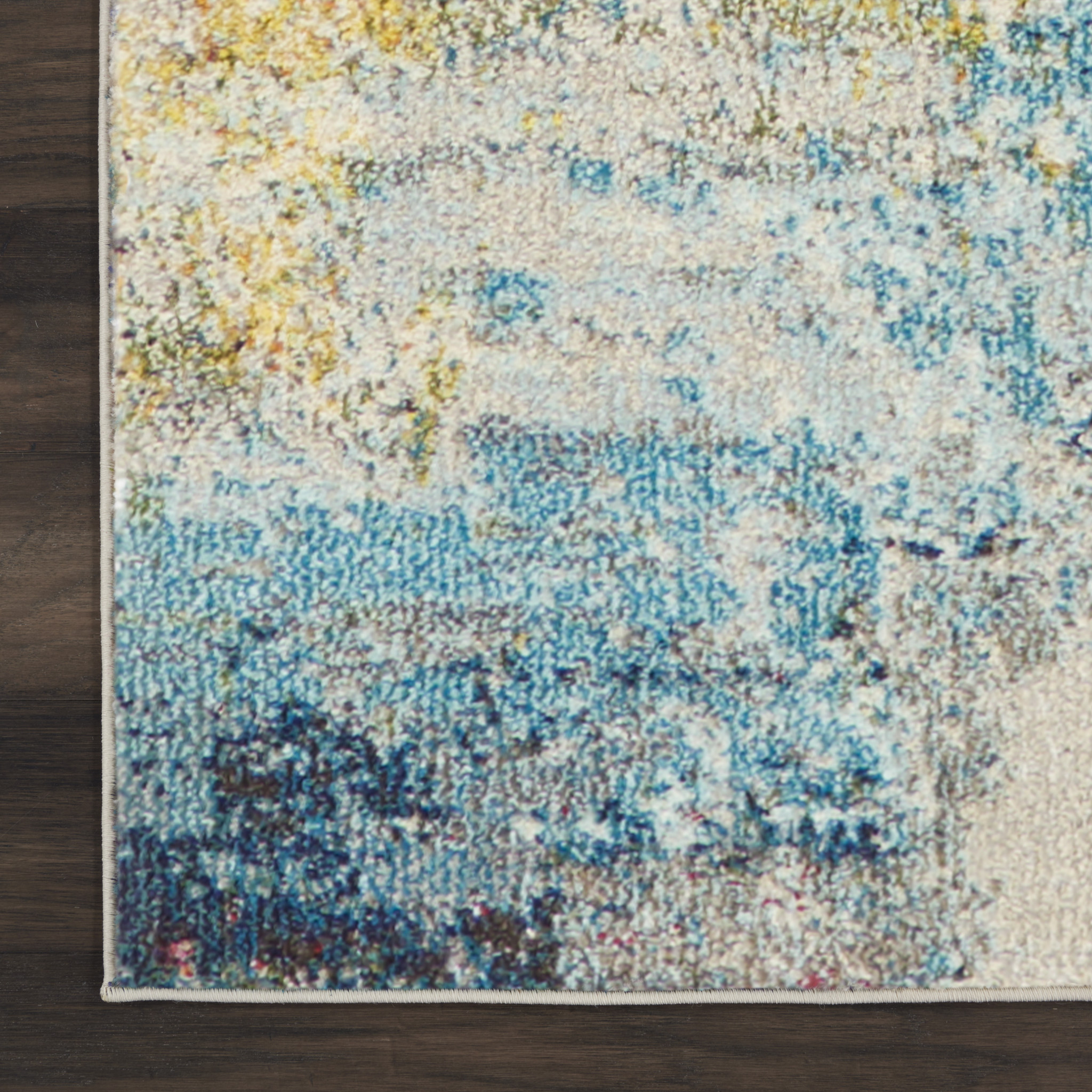 10" X 14" Blue and Gray Abstract Power Loom Area Rug